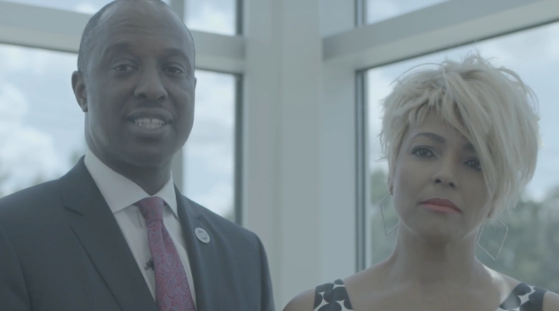 Kim Fields joins Ron Busby, President and CEO of U.S. Black Chambers, Inc., to promote Bank Black.