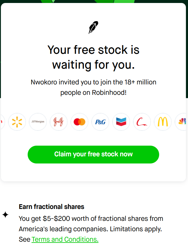 free robinhood stock